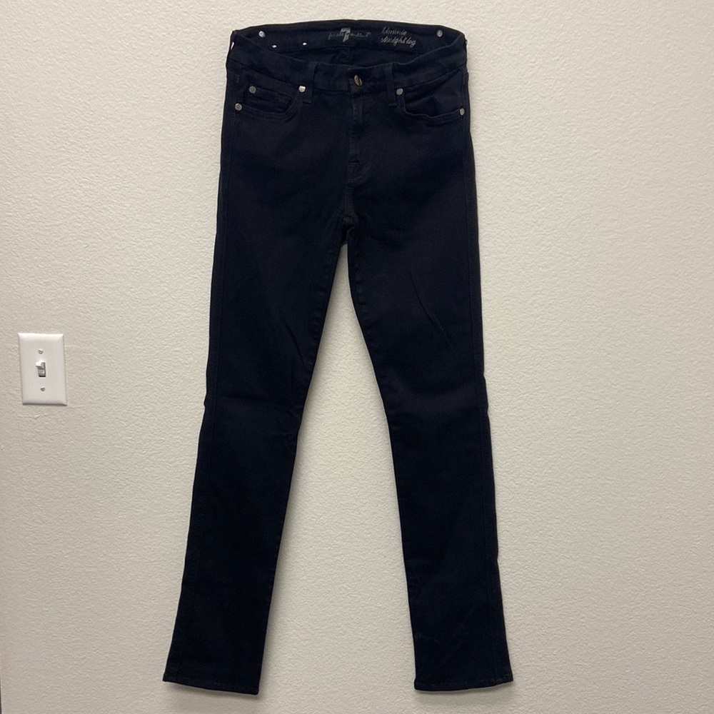 7 for All Mankind - Authentic - Black Kimmie Straight Skinny Jeans super stretch